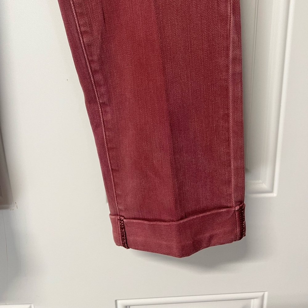 Judy Blue Burgundy High Rise Cuffed Jeans size 7/28 - Picture 3 of 13